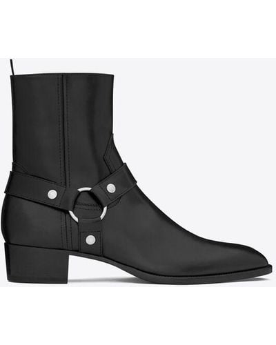 Saint Laurent Wyatt steigbügel-stiefel aus glattleder schwarz - Weiß