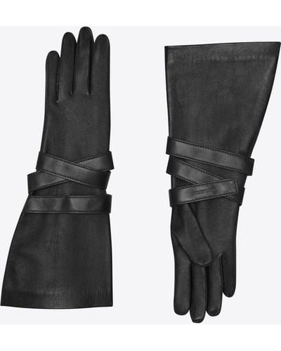 Saint Laurent Aviator Gloves - Black