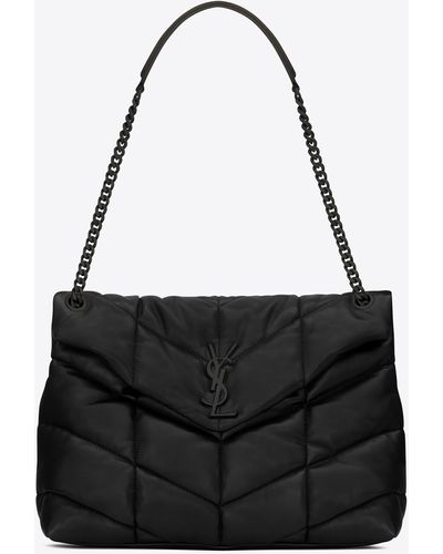 Saint Laurent Loulou Medium Chain Bag In Quilted "y" Leather - Black