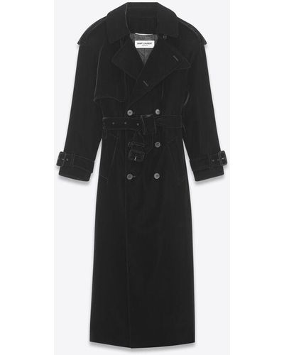 Saint Laurent Trenchcoat aus samt schwarz