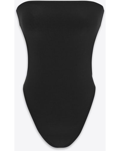 Saint Laurent Strapless Cutout Swimsuit - Black