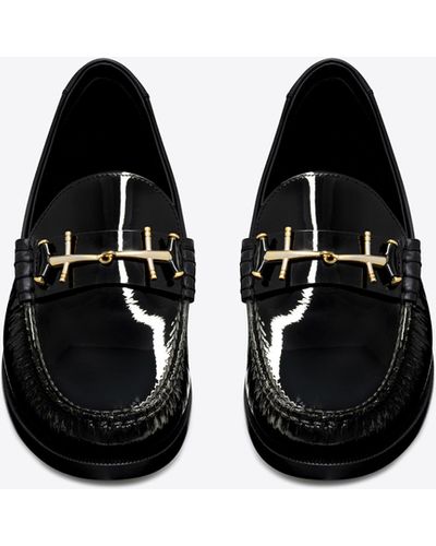 Saint Laurent Le Loafer Penny Slippers In Patent Leather - Black