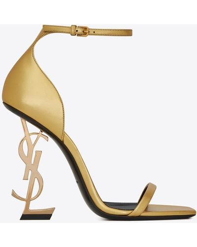 Saint Laurent Opyum Sandals With Gold-toned Heel In Smooth Leather - Metallic