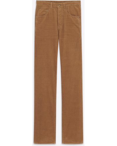 Saint Laurent Long baggy Jeans In Fall Leaf Corduroy - White