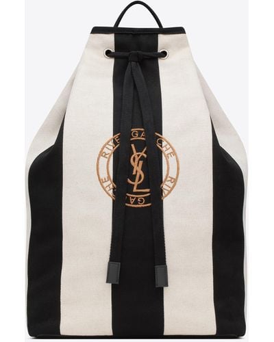 Saint Laurent Rive Gauche Sling Bag In Canvas - Black