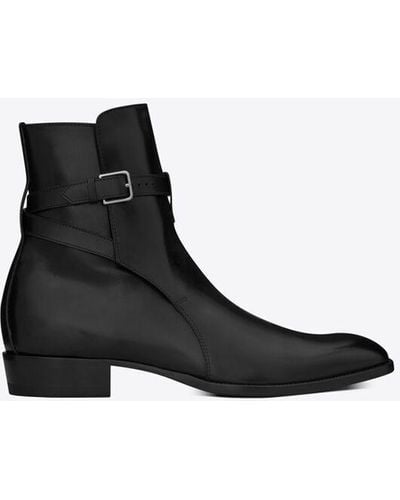 Saint Laurent Wyatt 30 Jodhpur Leather Boot - Black