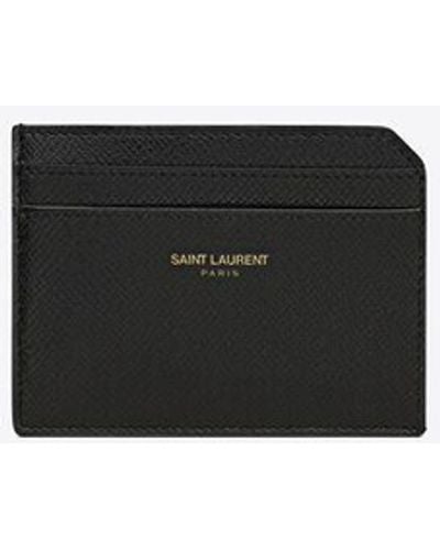 Saint Laurent Offenes paris kartenetui aus beschichtetem rindengegerbtem leder. schwarz