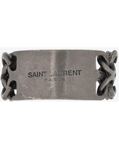 Saint Laurent Id Plaque Ring In Metal - Black