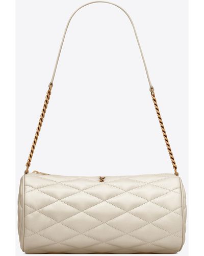 Saint Laurent Sade Small Tube Bag In Quilted Lambskin - White