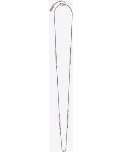 Saint Laurent Ball And Wheat Chain Necklace - White