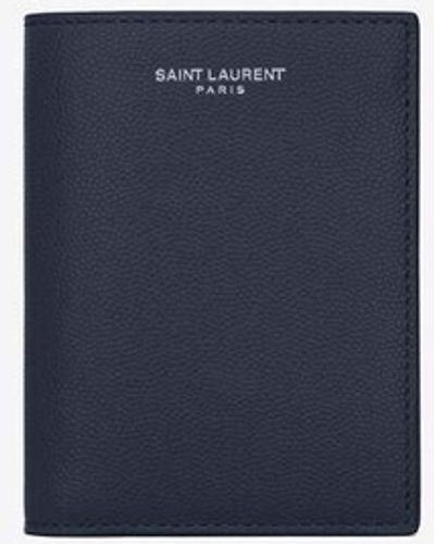 Saint Laurent Credit Card Wallet In Grain De Poudre-embossed Leather - Multicolour