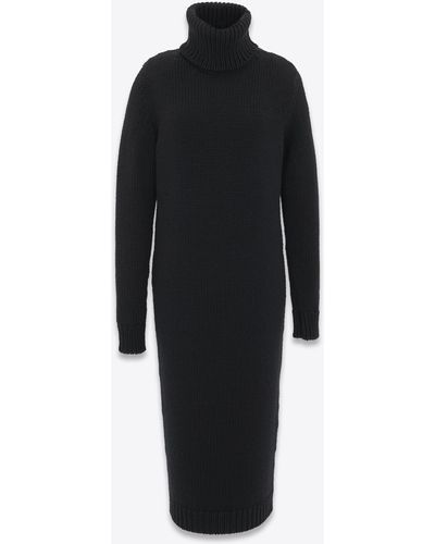 Saint Laurent Robe Idi Co Roué En Aine Noir - Black