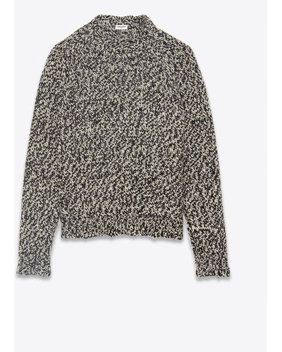 Saint Laurent Destroyed Knit Sweater - Gray