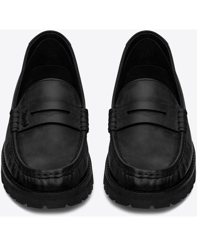 Saint Laurent Le Loafer Chunky Penny Slippers In Smooth Leather - Black