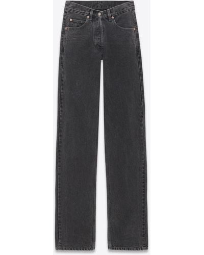 Saint Laurent Long Extreme baggy Jeans In Crinkle Black Denim | Lyst