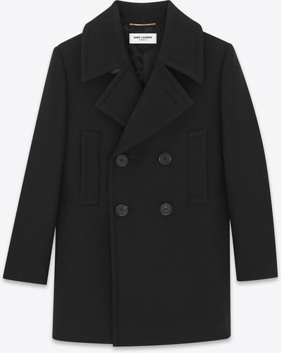 Saint Laurent Caban Double-breasted Coat - Black