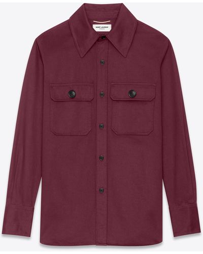 Saint Laurent Saharienne Shirt In Cotton Drill - Red