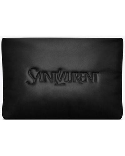 Saint Laurent Small Puffy Pouch In Lambskin - Black