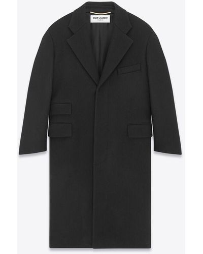Saint Laurent Oversize-mantel aus wolle schwarz
