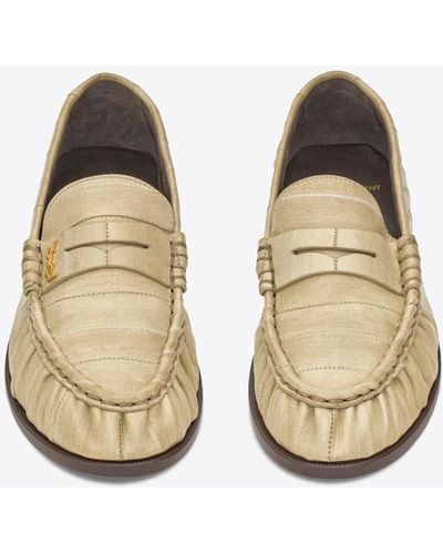 Saint Laurent Le Loafer Penny Slippers In Eel - White