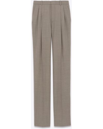 Saint Laurent High-waisted Pants In Wool - White