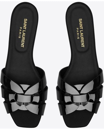 Saint Laurent Tribute Patent Sandal - Black