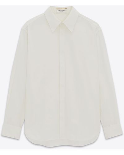 Saint Laurent Boyfriend Shirt In Cotton Poplin - White