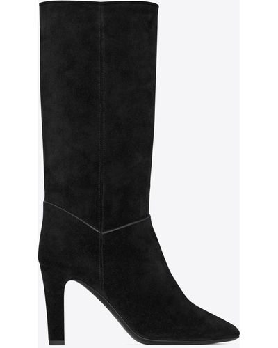 Saint Laurent Tracy Boots In Suede - Black