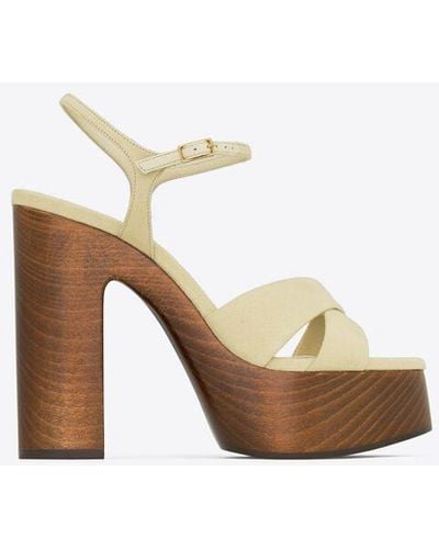 Saint Laurent Bianca Platform Sandals - Metallic