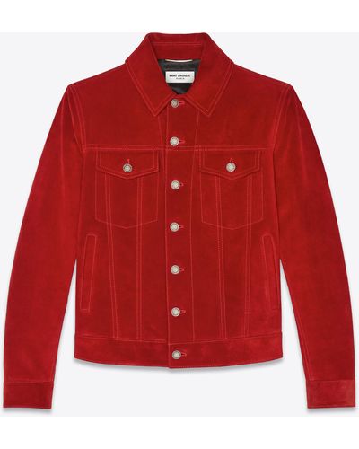 Saint Laurent Suede Jacket - Red