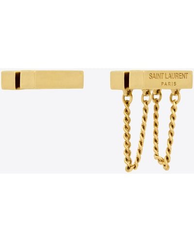 Saint Laurent Asymmetric Earrings - Metallic