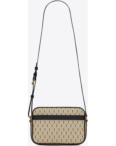 Saint Laurent Le Monogramme Camera Bag In Monogram Canvas And Smooth Leather - Natural