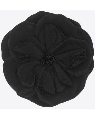 Saint Laurent Grosse wildblumenbrosche aus jersey schwarz