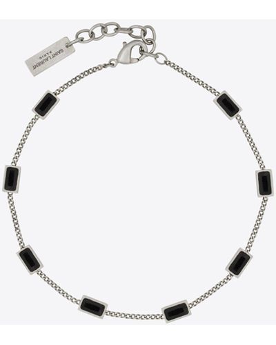 Saint Laurent Multiple Rectangle Bracelet In Metal And Onyx - Metallic