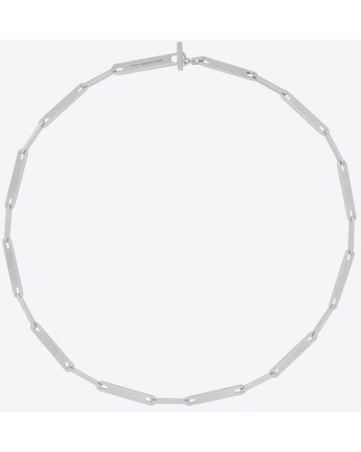 Saint Laurent Plaque Chain Necklace - White