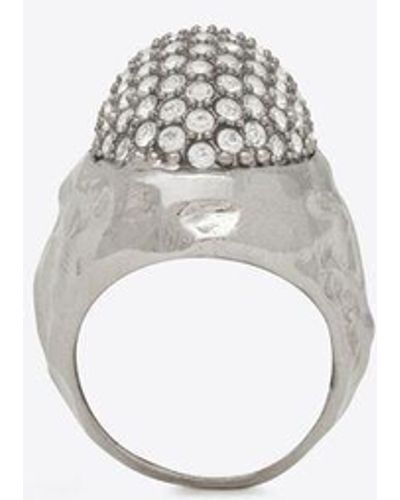 Saint Laurent Strassbesetzter kugel-ring aus metall silber - Weiß