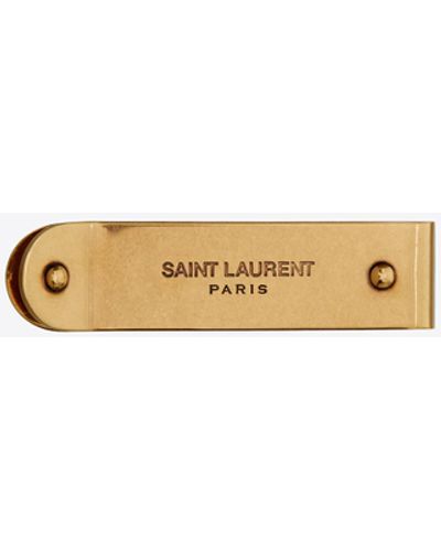 Saint Laurent Paris Fragments Porte-cartes Zippé En Cuir Embossé Grain De Poudre - White