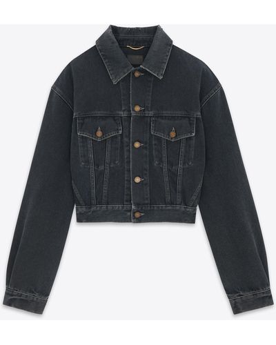 Saint Laurent 80's Jacket In Dark Blue Black Denim