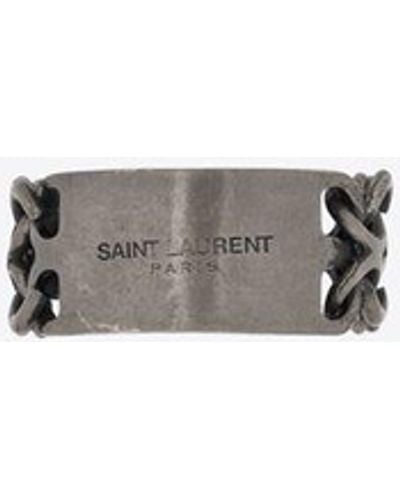 Saint Laurent Id Plaque Ring - White