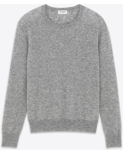 Saint Laurent Cashmere And Silk-blend Sweater - Gray