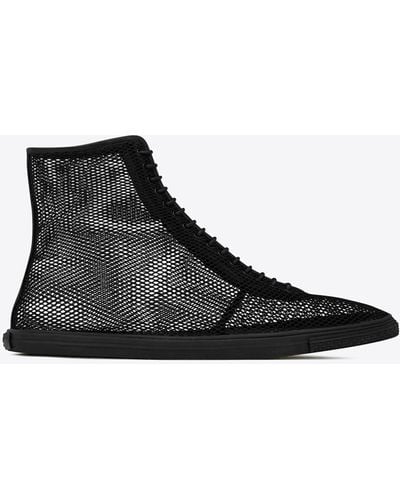 Saint Laurent You Mid-top Trainers In Mesh And Leather - Black