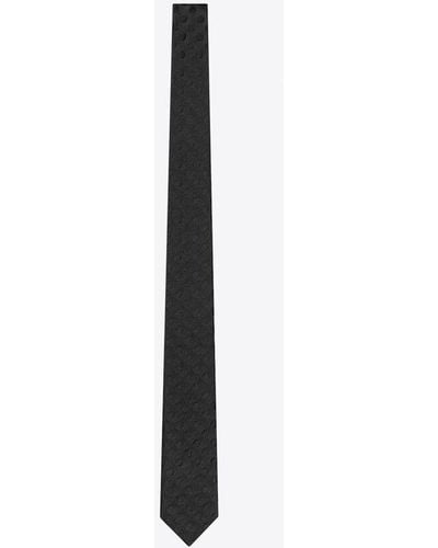 Saint Laurent Gepunktete krawatte aus gänzendem nd mattem seidenjacquard schwarz