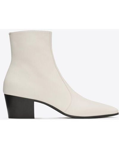 Saint Laurent Vassili stiefel mit reißverschluss aus glattleder weiß