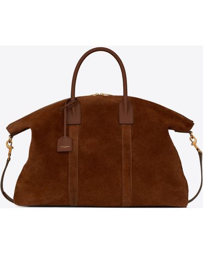 Saint Laurent Giant Bowling Bag In Suede - Brown