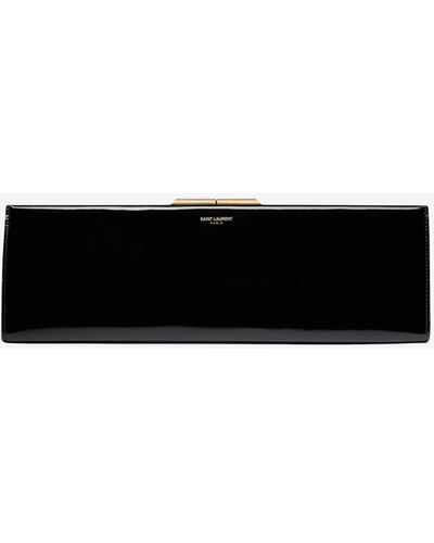 Saint Laurent Midnight Large Clutch In Patent Leather - White