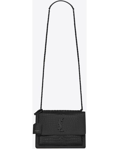 Saint Laurent Sunset Medium Bag In Smooth Leather - Black
