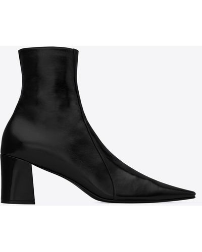 Saint Laurent Rainer Zipped Boots In Smooth Leather - White