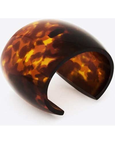 Saint Laurent Tortoiseshell Smoky Cuff In Resin - Multicolor