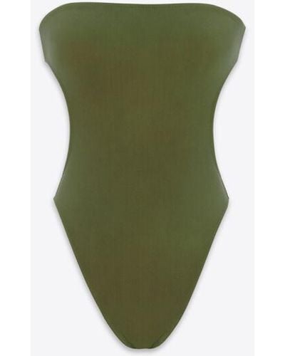Saint Laurent Strapless Cut-out Swimsuit - Green