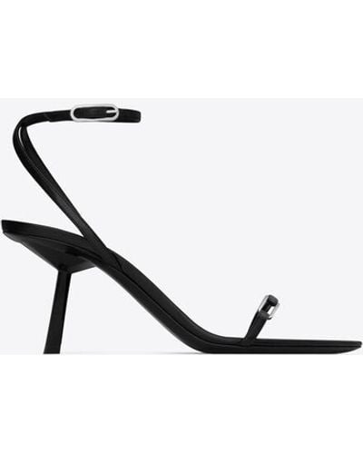 Saint Laurent Kitty sandalen aus glänzendem leder schwarz - Weiß